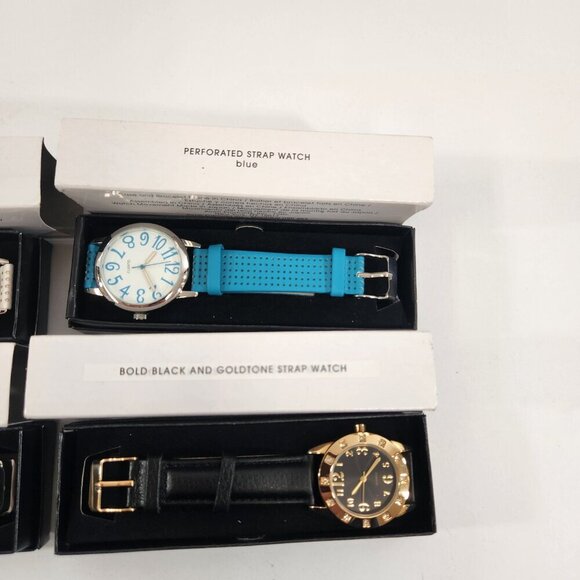 Avon Watch Lot Perforated Strap White Blue Color Block Purple Bold Black NEW - Picture 7 of 8